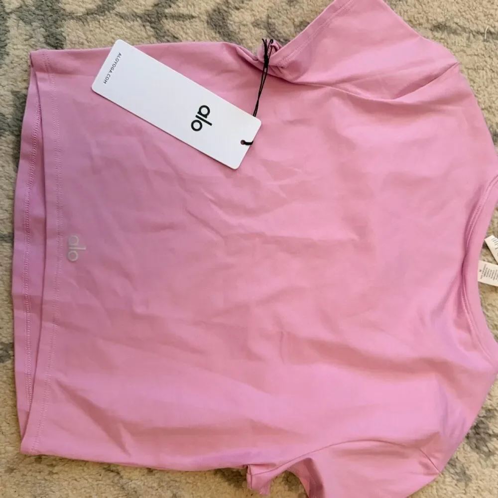 Alo-yoga Women's Pink and Purple Crop-top